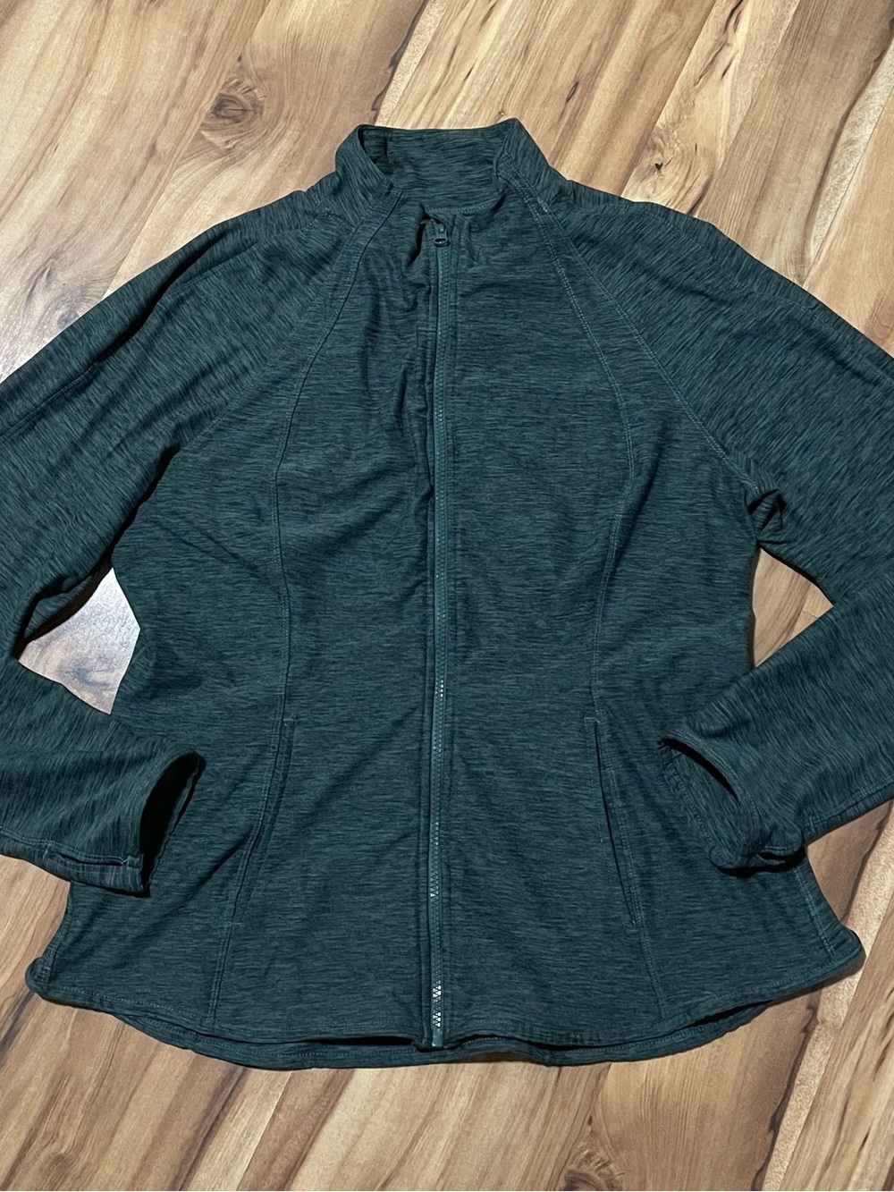Yogalicious Lux Yoga Workout Jacket Dark Green Heathered- Pockets XXL